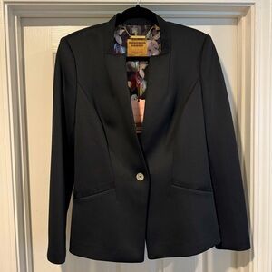 TED BAKER Working Title Black Neoprene Scuba Stretch Blazer Suit